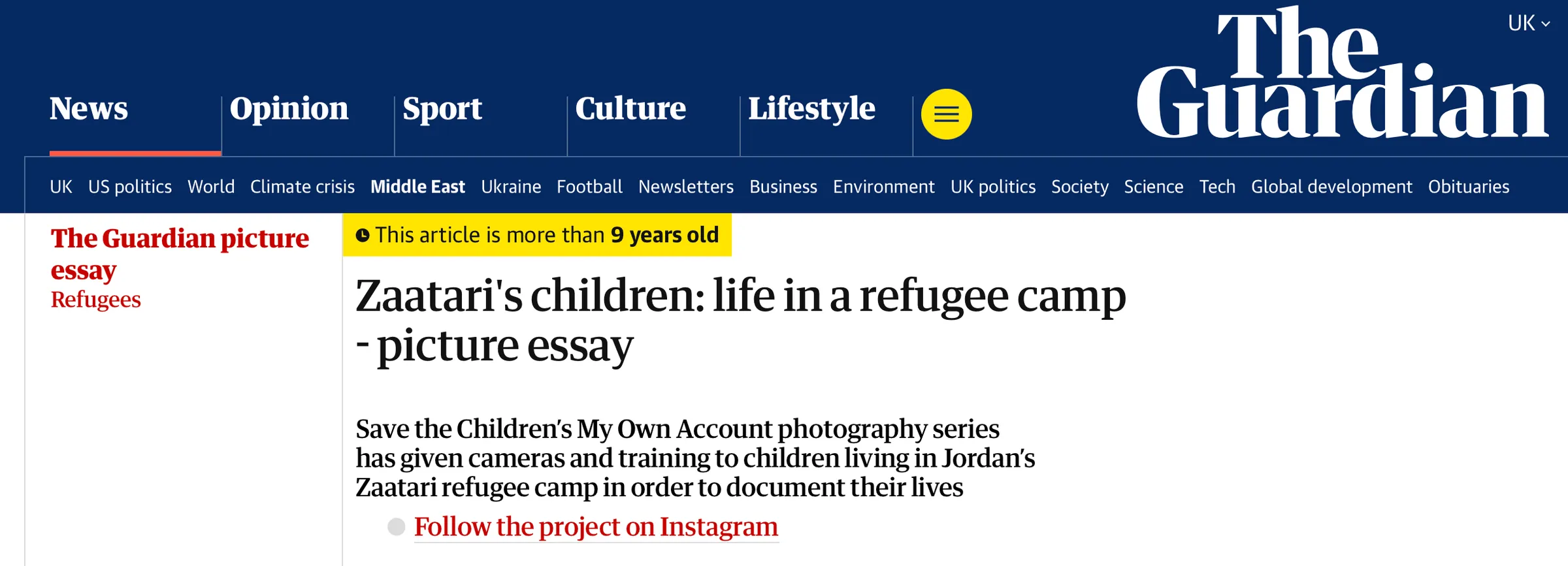 Guardian picture essay — "Zaatari's children: life in a refugee camp"