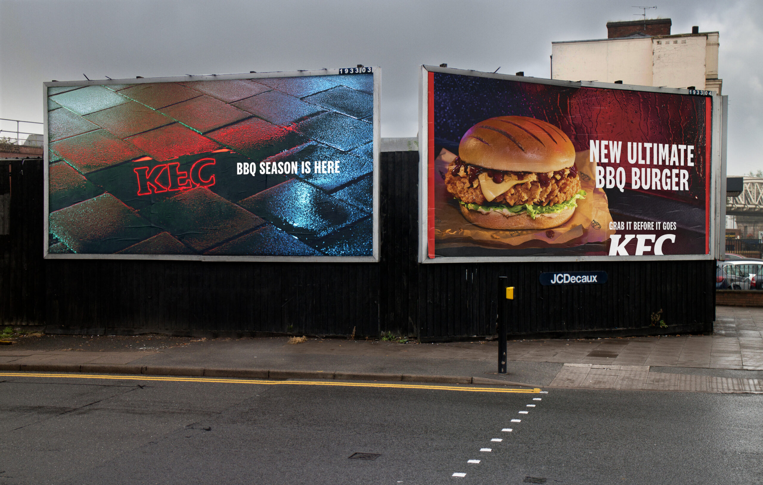 Roadside hoardings, Leamington Spa, UK